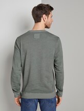 Coloured sweatshirt with a print - Men - pale bark green white melange Coloured sweatshirt with a print - Men - pale bark green white melange - 2 - TOM TAILOR