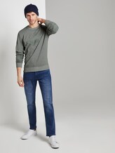 Coloured sweatshirt with a print - Men - pale bark green white melange Coloured sweatshirt with a print - Men - pale bark green white melange - 3 - TOM TAILOR