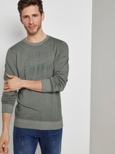 Coloured sweatshirt with a print - Men - pale bark green white melange Coloured sweatshirt with a print - Men - pale bark green white melange - 5 - TOM TAILOR
