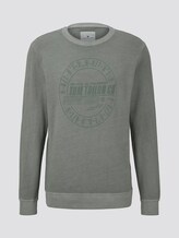 Coloured sweatshirt with a print - Men - pale bark green white melange Coloured sweatshirt with a print - Men - pale bark green white melange - 7 - TOM TAILOR
