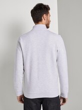 Sweatjacke mit Stehkragen - Männer - Blanc De Blanc White Melange Sweatjacke mit Stehkragen - Männer - Blanc De Blanc White Melange - 2 - TOM TAILOR