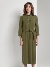 Blouse dress with a tie belt in midi length - Women - Woodland Green Blouse dress with a tie belt in midi length - Women - Woodland Green - 1 - TOM TAILOR