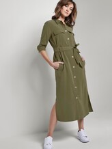 Blouse dress with a tie belt in midi length - Women - Woodland Green Blouse dress with a tie belt in midi length - Women - Woodland Green - 5 - TOM TAILOR