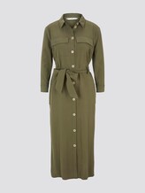Blouse dress with a tie belt in midi length - Women - Woodland Green Blouse dress with a tie belt in midi length - Women - Woodland Green - 7 - TOM TAILOR