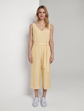 Ärmelloser Jumpsuit mit Streifenmuster und Gürtel - Frauen - yellow offwhite stripe Ärmelloser Jumpsuit mit Streifenmuster und Gürtel - Frauen - yellow offwhite stripe - 1 - TOM TAILOR