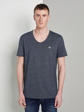 Strukturiertes T-Shirt mit V-Ausschnitt - Männer - Sky Captain Blue Non-Solid Strukturiertes T-Shirt mit V-Ausschnitt - Männer - Sky Captain Blue Non-Solid - 1 - TOM TAILOR Denim
