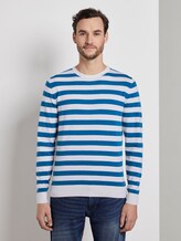 Gestreifter weicher Pullover - Männer - white blue horizontal stripe Gestreifter weicher Pullover - Männer - white blue horizontal stripe - 1 - TOM TAILOR