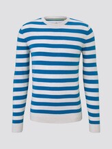 Gestreifter weicher Pullover - Männer - white blue horizontal stripe Gestreifter weicher Pullover - Männer - white blue horizontal stripe - 7 - TOM TAILOR