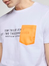 T-Shirt mit kontrastfarbener Brusttasche - Männer - White T-Shirt mit kontrastfarbener Brusttasche - Männer - White - 9 - TOM TAILOR Denim
