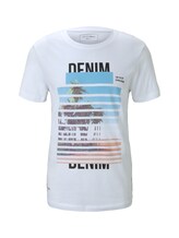 TOM TAILOR DENIM Herren T-Shirt mit Palmen-Fotoprint, weiß, Gr.S