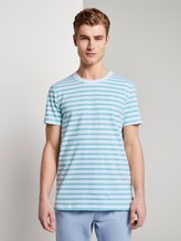 Gestreiftes T-Shirt mit Bio-Baumwolle - Männer - soft sky blue yarn dye stripe Gestreiftes T-Shirt mit Bio-Baumwolle - Männer - soft sky blue yarn dye stripe - 1 - TOM TAILOR Denim