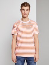 Gestreiftes T-Shirt mit Bio-Baumwolle - Männer - summer peach yarn dye stripe Gestreiftes T-Shirt mit Bio-Baumwolle - Männer - summer peach yarn dye stripe - 1 - TOM TAILOR Denim