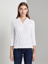 Poloshirt in Crincle-Optik mit Spitzeneinsatz - Frauen - White Poloshirt in Crincle-Optik mit Spitzeneinsatz - Frauen - White - 1 - TOM TAILOR