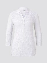 Poloshirt in Crincle-Optik mit Spitzeneinsatz - Frauen - White Poloshirt in Crincle-Optik mit Spitzeneinsatz - Frauen - White - 7 - TOM TAILOR