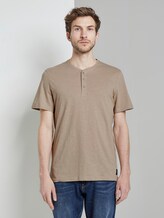 Basic Henley-T-Shirt in Melange-Optik - Männer - Silver Ecru Basic Henley-T-Shirt in Melange-Optik - Männer - Silver Ecru - 1 - TOM TAILOR
