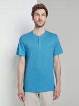 Basic Henley-T-Shirt in Melange-Optik - Männer - crystal sea blue Basic Henley-T-Shirt in Melange-Optik - Männer - crystal sea blue - 1 - TOM TAILOR