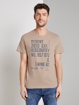 Meliertes T-Shirt mit Print - Männer - Silver Ecru Meliertes T-Shirt mit Print - Männer - Silver Ecru - 1 - TOM TAILOR