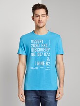 Meliertes T-Shirt mit Print - Männer - aquarius turquoise Meliertes T-Shirt mit Print - Männer - aquarius turquoise - 1 - TOM TAILOR