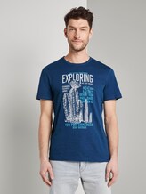 Meliertes T-Shirt mit Print - Männer - after dark blue Meliertes T-Shirt mit Print - Männer - after dark blue - 1 - TOM TAILOR