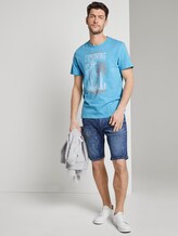 Meliertes T-Shirt mit Print - Männer - crystal sea blue Meliertes T-Shirt mit Print - Männer - crystal sea blue - 3 - TOM TAILOR