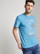 Meliertes T-Shirt mit Print - Männer - crystal sea blue Meliertes T-Shirt mit Print - Männer - crystal sea blue - 5 - TOM TAILOR