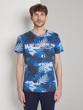 T-Shirt mit tropischem Allover-Print - Männer - blue leaf design T-Shirt mit tropischem Allover-Print - Männer - blue leaf design - 1 - TOM TAILOR