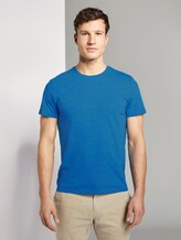 T-Shirt in Melange-Optik - Männer - mid blue melange inject T-Shirt in Melange-Optik - Männer - mid blue melange inject - 1 - TOM TAILOR