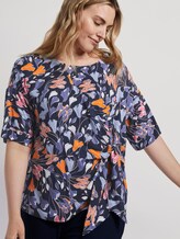 Bluse mit Knoten-Detail - Frauen - colorful blue flower print Bluse mit Knoten-Detail - Frauen - colorful blue flower print - 5 - My True Me