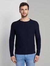 Feiner Strickpullover mit Struktur - Männer - Sky Captain Blue Feiner Strickpullover mit Struktur - Männer - Sky Captain Blue - 1 - TOM TAILOR