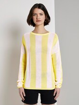 Patterned knitted sweater - Women - yellow white vertical stripe Patterned knitted sweater - Women - yellow white vertical stripe - 1 - TOM TAILOR Denim
