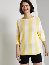 Patterned knitted sweater - Women - yellow white vertical stripe Patterned knitted sweater - Women - yellow white vertical stripe - 5 - TOM TAILOR Denim