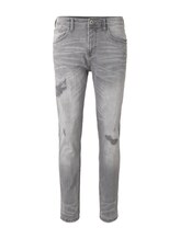 TOM TAILOR DENIM Herren Tapered Conroy Stretch Jeans mit Destroys, schwarz, Gr.36/36