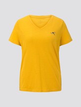 T-Shirt mit V-Ausschnitt und kleinem Print - Frauen - deep golden yellow T-Shirt mit V-Ausschnitt und kleinem Print - Frauen - deep golden yellow - 7 - TOM TAILOR