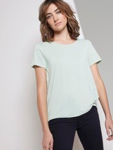 Schlichtes T-Shirt mit Knotendetail - Frauen - Fresh Mint Green Schlichtes T-Shirt mit Knotendetail - Frauen - Fresh Mint Green - 5 - TOM TAILOR