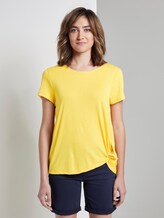 Schlichtes T-Shirt mit Knotendetail - Frauen - deep golden yellow Schlichtes T-Shirt mit Knotendetail - Frauen - deep golden yellow - 1 - TOM TAILOR