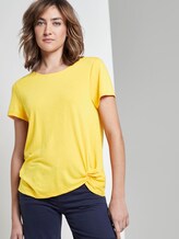 Schlichtes T-Shirt mit Knotendetail - Frauen - deep golden yellow Schlichtes T-Shirt mit Knotendetail - Frauen - deep golden yellow - 5 - TOM TAILOR