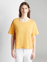 T-Shirt in Farbwaschung mit kleinem Print - Frauen - deep golden yellow T-Shirt in Farbwaschung mit kleinem Print - Frauen - deep golden yellow - 1 - TOM TAILOR