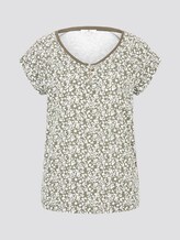 Gemustertes T-Shirt mit Henley-Ausschnitt - Frauen - khaki offwhite floral design Gemustertes T-Shirt mit Henley-Ausschnitt - Frauen - khaki offwhite floral design - 7 - TOM TAILOR
