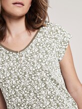 Gemustertes T-Shirt mit Henley-Ausschnitt - Frauen - khaki offwhite floral design Gemustertes T-Shirt mit Henley-Ausschnitt - Frauen - khaki offwhite floral design - 9 - TOM TAILOR