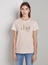 Gestreiftes T-Shirt mit floralem Print - Frauen - offwhite yellow thin stripe Gestreiftes T-Shirt mit floralem Print - Frauen - offwhite yellow thin stripe - 1 - TOM TAILOR