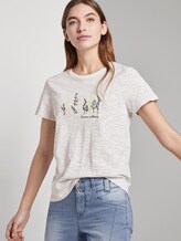 Gestreiftes T-Shirt mit floralem Print - Frauen - offwhite olive thin stripe Gestreiftes T-Shirt mit floralem Print - Frauen - offwhite olive thin stripe - 5 - TOM TAILOR