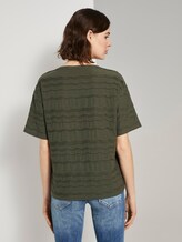 Oversized T-shirt with a textured pattern - Women - Woodland Green Oversized T-shirt with a textured pattern - Women - Woodland Green - 2 - TOM TAILOR
