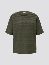Oversized T-shirt with a textured pattern - Women - Woodland Green Oversized T-shirt with a textured pattern - Women - Woodland Green - 7 - TOM TAILOR