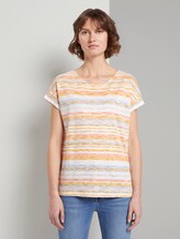 T-Shirt mit blassem Streifenmuster - Frauen - yellow multicolor stripe T-Shirt mit blassem Streifenmuster - Frauen - yellow multicolor stripe - 1 - TOM TAILOR