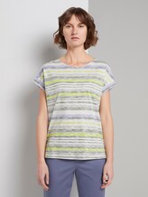 T-shirt with a light striped pattern - Women - green multicolor stripe T-shirt with a light striped pattern - Women - green multicolor stripe - 1 - TOM TAILOR