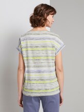 T-shirt with a light striped pattern - Women - green multicolor stripe T-shirt with a light striped pattern - Women - green multicolor stripe - 2 - TOM TAILOR