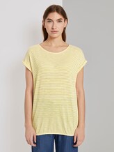 Gestreiftes T-Shirt mit elastischem Bund - Frauen - offwhite yellow stripe Gestreiftes T-Shirt mit elastischem Bund - Frauen - offwhite yellow stripe - 1 - TOM TAILOR