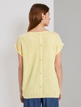 Gestreiftes T-Shirt mit elastischem Bund - Frauen - offwhite yellow stripe Gestreiftes T-Shirt mit elastischem Bund - Frauen - offwhite yellow stripe - 2 - TOM TAILOR