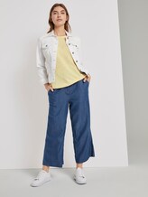 Gestreiftes T-Shirt mit elastischem Bund - Frauen - offwhite yellow stripe Gestreiftes T-Shirt mit elastischem Bund - Frauen - offwhite yellow stripe - 3 - TOM TAILOR