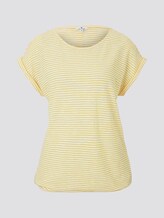 Gestreiftes T-Shirt mit elastischem Bund - Frauen - offwhite yellow stripe Gestreiftes T-Shirt mit elastischem Bund - Frauen - offwhite yellow stripe - 7 - TOM TAILOR